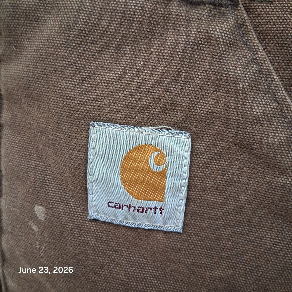 Vintage Carhartt Canvas Work Vest Size 2XL Brown VQ1882 Made in USA 1998 - Picture 3 of 12